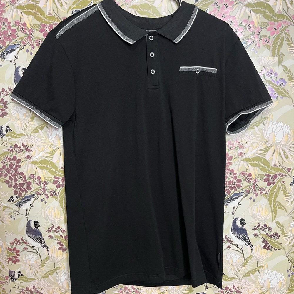 Classic Black Polo Shirt with Gray Details